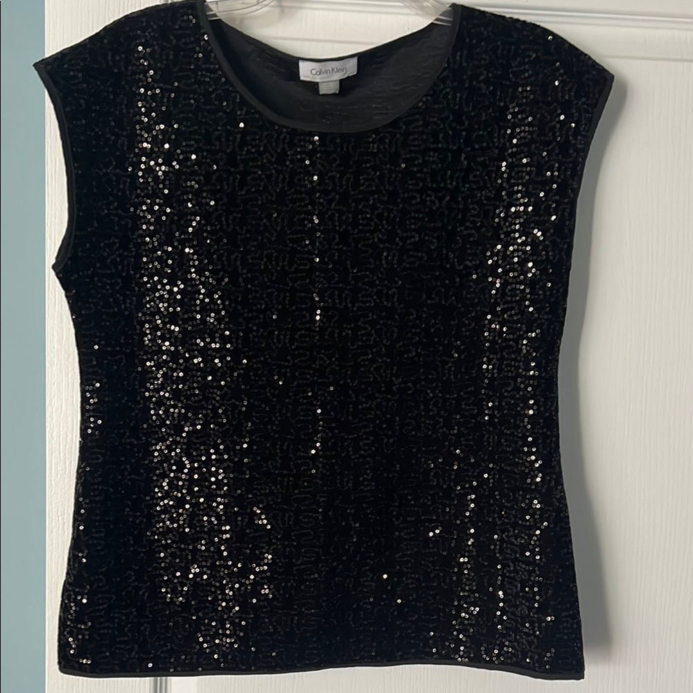 Calvin Klein Black Sequin Blouse